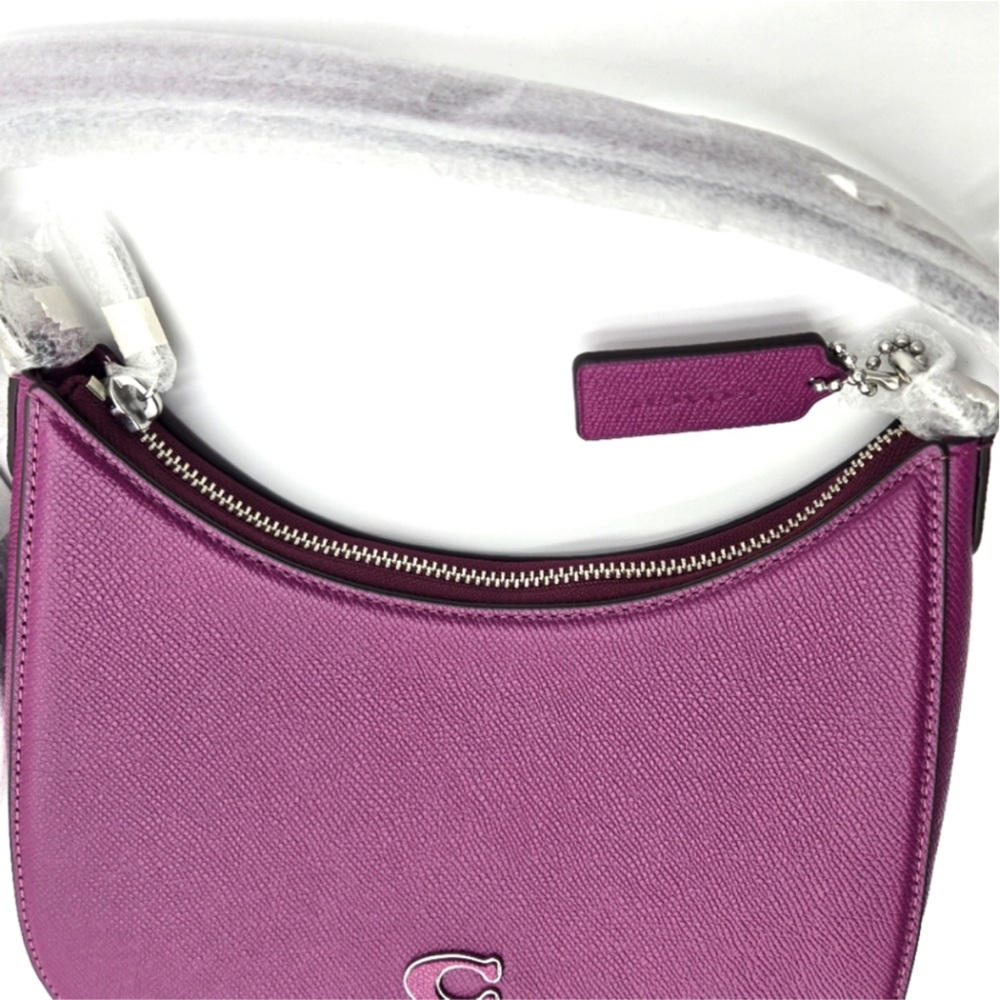 Coach Hobo Crossgrain Leather Crossbody in Deep Plum - Picture 6 of 10